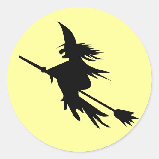 Heks Vliegend Silhouet | Halloween Stickers (Voorkant)