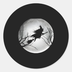 Heks Volle Maan Halloween Witchy N Ronde Sticker