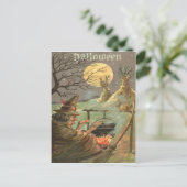 Heks Vuur Cauldron Volle Maan Nacht Briefkaart (Staand voorkant)