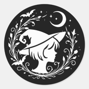 Heks Wiccaanse Magie Heksen Halloween Pixie Heks Ronde Sticker