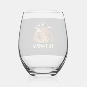 Heks Wordt Genomen Bezem Boom Grafveld Halloween_1 Wijnglas Zonder Voet