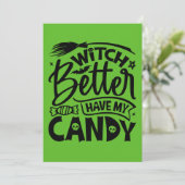 Heks, zorg dat je mijn snoep terug hebt kaart (Staand voorkant)