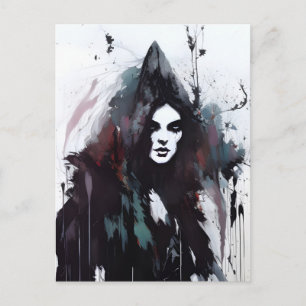 Heks Zwart Ink Schilderen Briefkaart