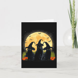 Heks Zwarte Kat En Volle Maan Pompoen Halloween Kaart
