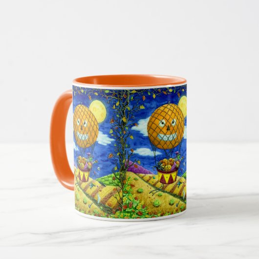 HEKS, ZWARTE KAT IN HETE LUCHTBALLON FOLK ART HUMO MOK (Voorkant links)