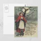 Heks Zwarte Kat Volle Maan Briefkaart (Voorkant / Achterkant)