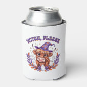 Heksen alsjeblieft Highland Koe Halloween Blikjeskoeler (Blikje Voorkant)