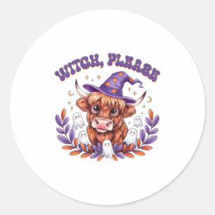 Heksen alsjeblieft Highland Koe Halloween Ronde Sticker