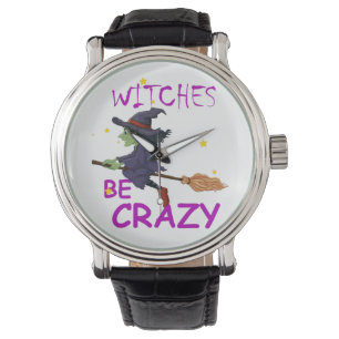 Heksen Be Crazy Black  Leather Horloge