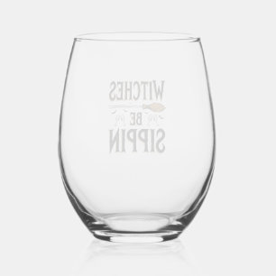 Heksen Be Sippin Vintage Halloween Drink Shirt_1 Wijnglas Zonder Voet