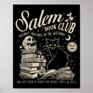 Heksen Boek Club Boekachtige Halloween Zwarte Kat Poster
