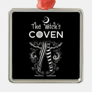 Heksen Coven Heksenbenen Zwart Wit Halloween Metalen Ornament
