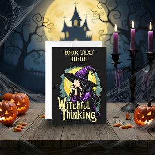 Heksen Denken Halloween Heks Ontwerp Feestdagenkaart