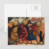 Heksen Duivel Zwarte Kat Jack O' Lantern Briefkaart (Voorkant / Achterkant)