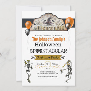 Heksen en Dancing Skeletons Kostuum Feest Kaart