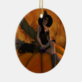 Heksen en katten op Giant Pumpkin Keramisch Ornament (Rechts)