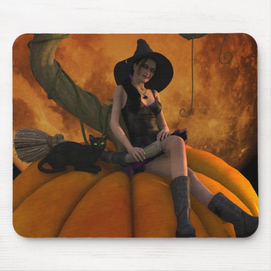Heksen en katten op Giant Pumpkin Muismat (Voorkant)