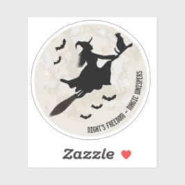Heksen en katten vliegen op een bezem sticker