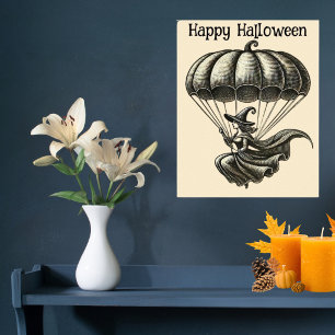 Heksen en Pompoen Parachute Halloween uit het verl Poster