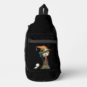 Heksen en witte kat print knip naai tas