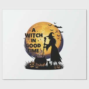 Heksen Goede Tijd Halloween Maan Ketel_1 Cadeaupapier