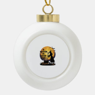Heksen Goede Tijd Halloween Maan Ketel_1 Keramische Bal Ornament