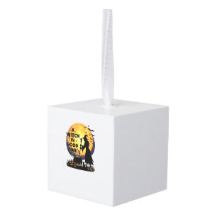 Heksen Goede Tijd Halloween Maan Ketel_1 Kubus Ornament