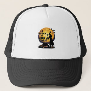 Heksen Goede Tijd Halloween Maan Ketel_1 Trucker Pet