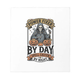 Heksen grappige Halloween-technicus batterijrepara Notitieblok