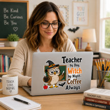 Heksen Halloween Koffie Sticker Cadeau voor Lerare