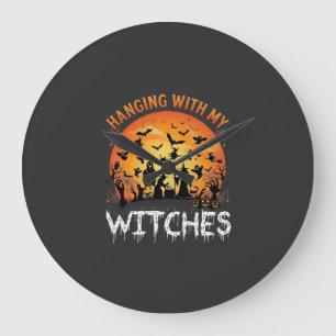 Heksen Halloween Maan Vleermuizen Pompoenen_1 Grote Klok