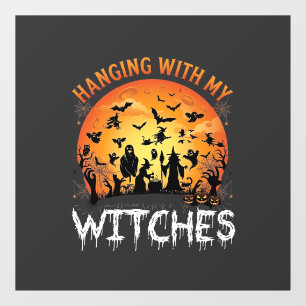 Heksen Halloween Maan Vleermuizen Pompoenen_1 Raamsticker