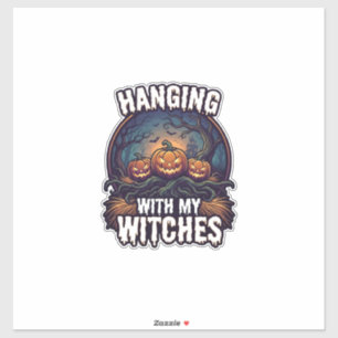 Heksen Halloween Pompoenen Hangen Gehangen Bos  Sticker