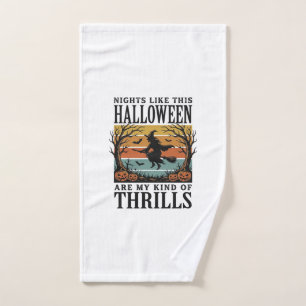Heksen Halloween Verschrikkingsscène Gravure Des Handdoek
