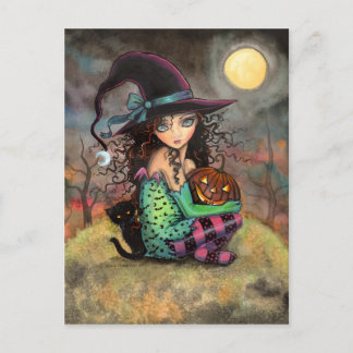 Heksen Halloween Zwarte Kat en Jack-O-Lantern Briefkaart