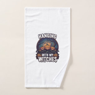 Heksen Hangen Halloween Pompoenen Griezels Bos  Handdoek