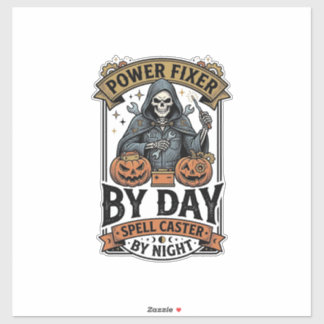 Heksen heks voor batterij reparatie Funny Hallowee Sticker
