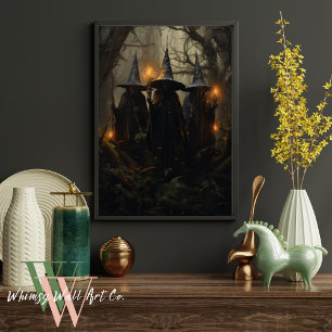 Heksen in het bos Donker Gotisch Halloween Poster