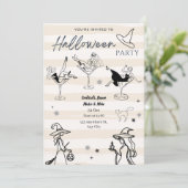 Heksen in Martini Bril Halloween Party Kaart (Staand voorkant)