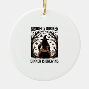 Heksen kookshirt Grappig Halloween Ketel Ontwerp Keramisch Ornament