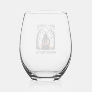 Heksen kookshirt Grappig Halloween Ketelontwerp Wijnglas Zonder Voet