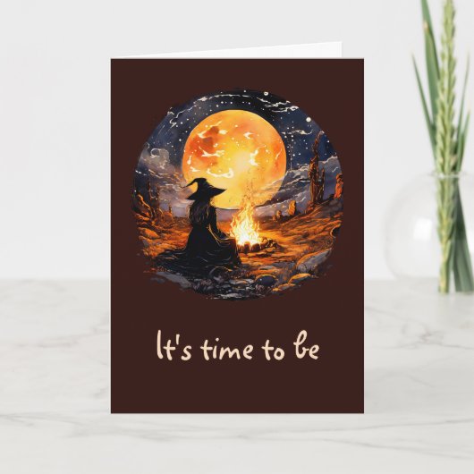 Heksen met kaarsen en vuur - Wicca Halloween 1 Kaart (Voorkant)