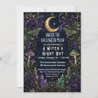 Heksen Nacht Uit Halloween Maan Botanische Feest Kaart