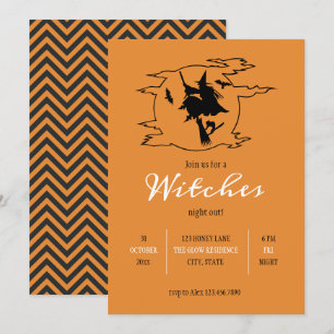 Heksen Night Out Vliegende Heks Halloween Kaart