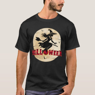 Heksen op bezemsteel met Halloween T-shirt