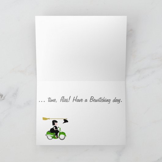 Heksen op een motorfiets Verjaardagskaart Kaart (Binnen)