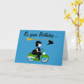 Heksen op een motorfiets Verjaardagskaart Kaart (Gele Bloem)