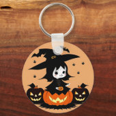 Heksen op Halloween met Pompoenen Sleutelhanger (Voorkant)