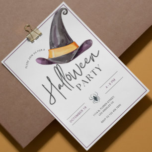 Heksen Pet Minimalistische Halloween Party Uitnodi Kaart