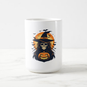 Heksen schedel met Jack O Lantern pompoen voor Hal Koffiemok